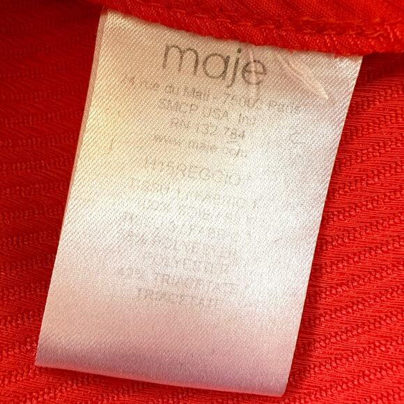 Maje Reggio Silk Pink Orange Contrast Dress Size M - Picture 7 of 11